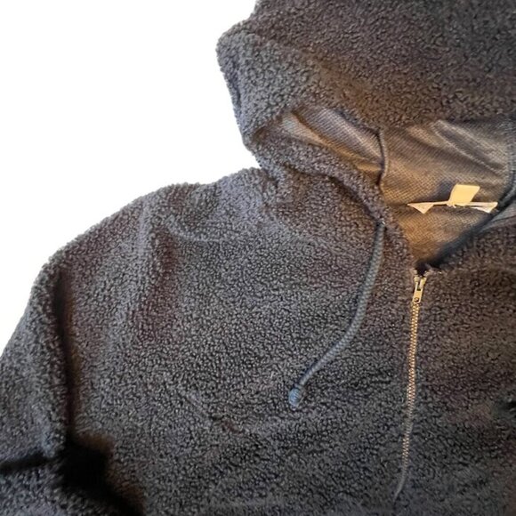 Suzanne Betro Tops - Cozy Navy Hoodie with Elastic Waist 2X